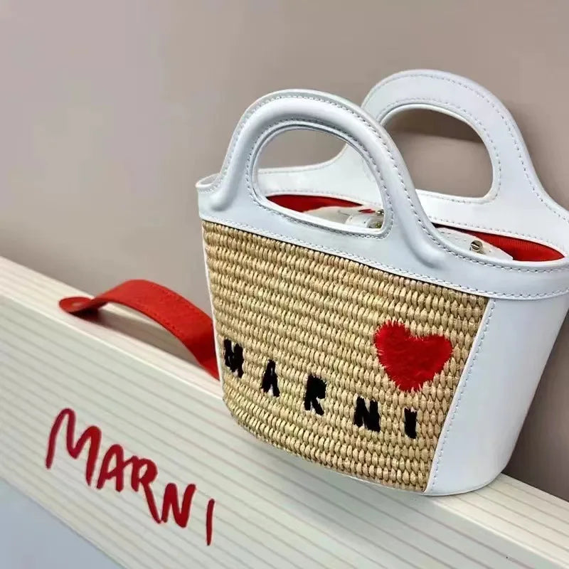 Elegant Mini Tote Bag With Leather Edges And Cutout Handle