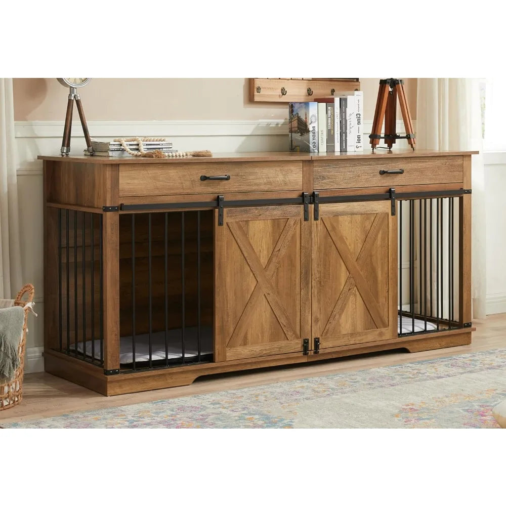 Premium Handcrafted Solid EngineeredWood ExtraLargeCapacity Dog Kennel For Two Dogs