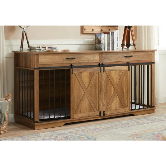 Premium Handcrafted Solid EngineeredWood ExtraLargeCapacity Dog Kennel For Two Dogs