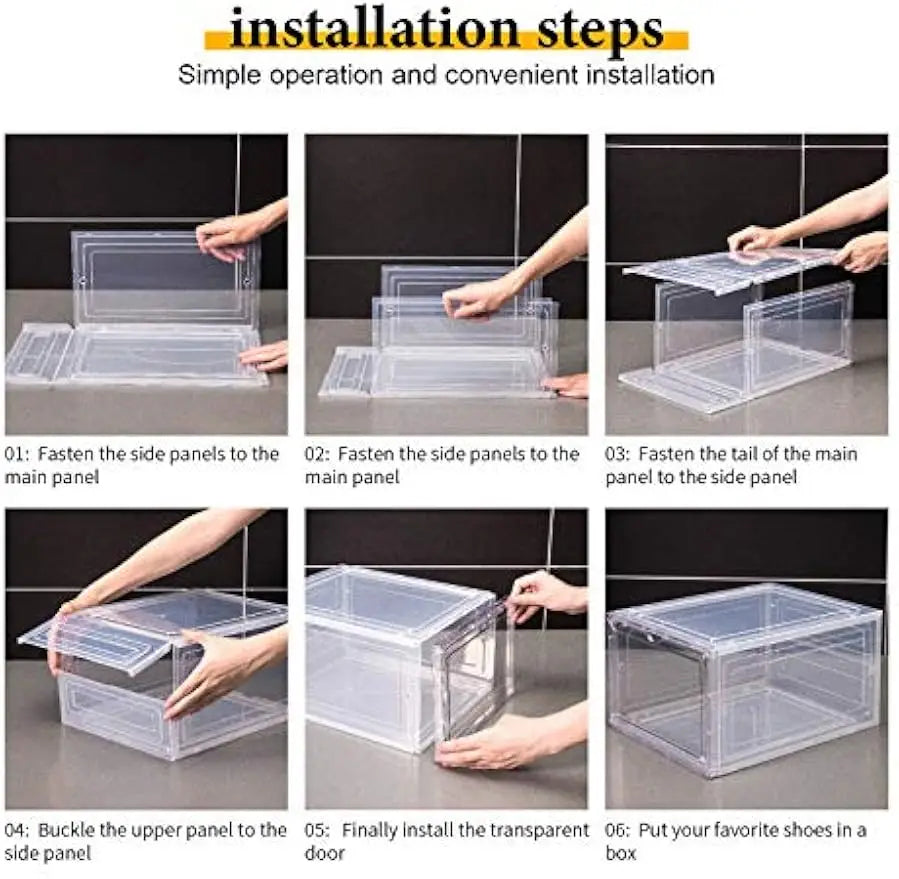 Stackable Clear Shoe Storage Boxes With Magnetic Door