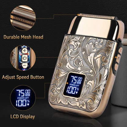 Ufree Electric Foil Shaver for Men 3-Speed Adjustable Bald Head Shaver Face Shaving Beard Trimmer with LCD Display