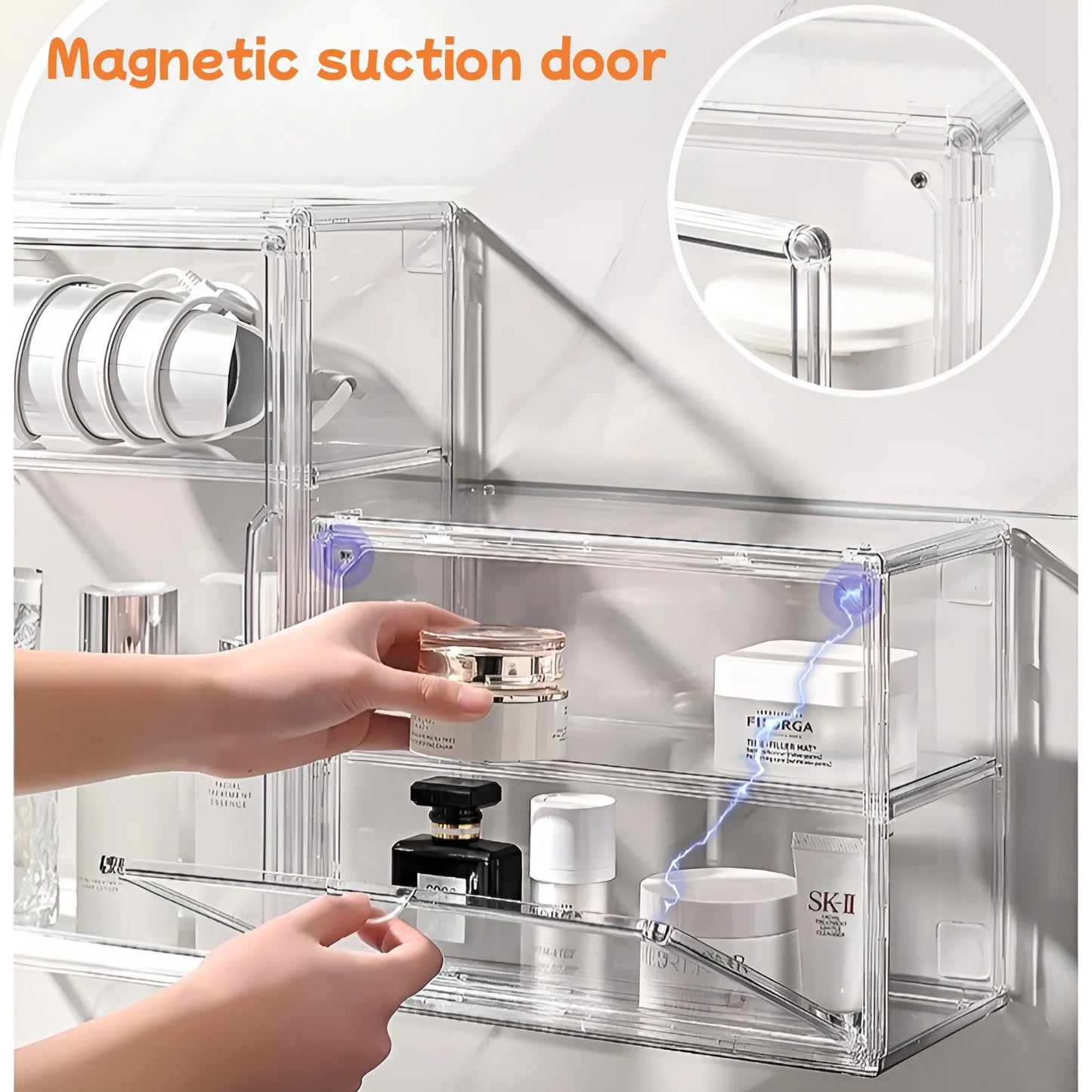 Clear Makeup Storage Case, Dustproof Cosmetic Organizer Box, Skincare Containers, Large Capacity Layered Cosmetic Display Cases