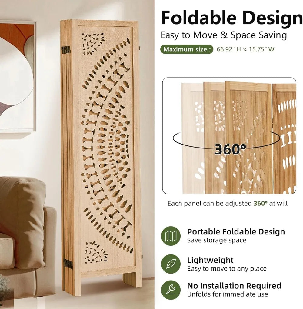 Hign-concerned Wood Folding Privacy Screen Room Divider