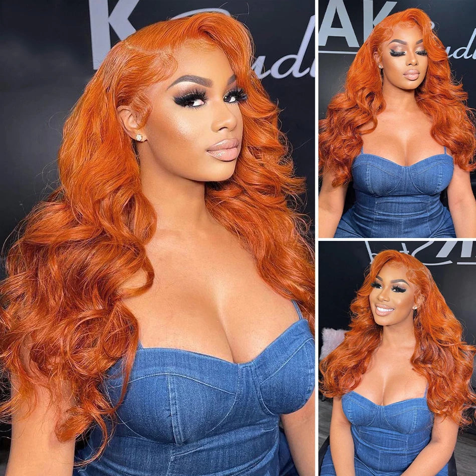 13x4 Body Wave Orange Ginger Lace Front Wigs Human Hair For Women 13x6 Hd Glueless Lace Frontal Wig 4x4 Closure Human Hair Wig