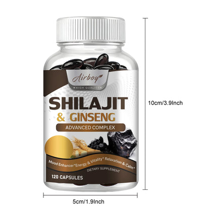 Airboy Shilajit Ginseng Supplement Energy Memory Immune Support
