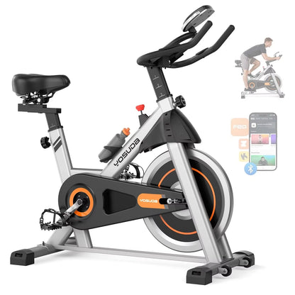 YOSUDA Exercise Bike, Brake Pad Stationary Bike for Home with Exclusive App, Magnetic Indoor Cycling Bike with 300 lb Weight