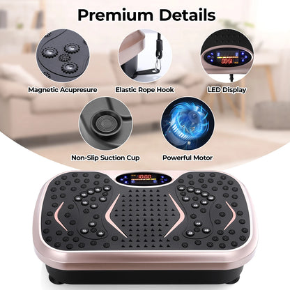 Vibration Plate Exercise Machine - Whole Body Workout Vibration Fitness Platform w/ Loop Bands - Home Training Equipment