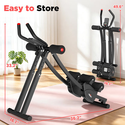 Relife Sports Dual Split‑Track Ab Machine, Foldable Core Trainer for Home Fitness, 5‑Level Adjustable Resistance Workout Equipment, 440 LBS Capacity with LCD Display