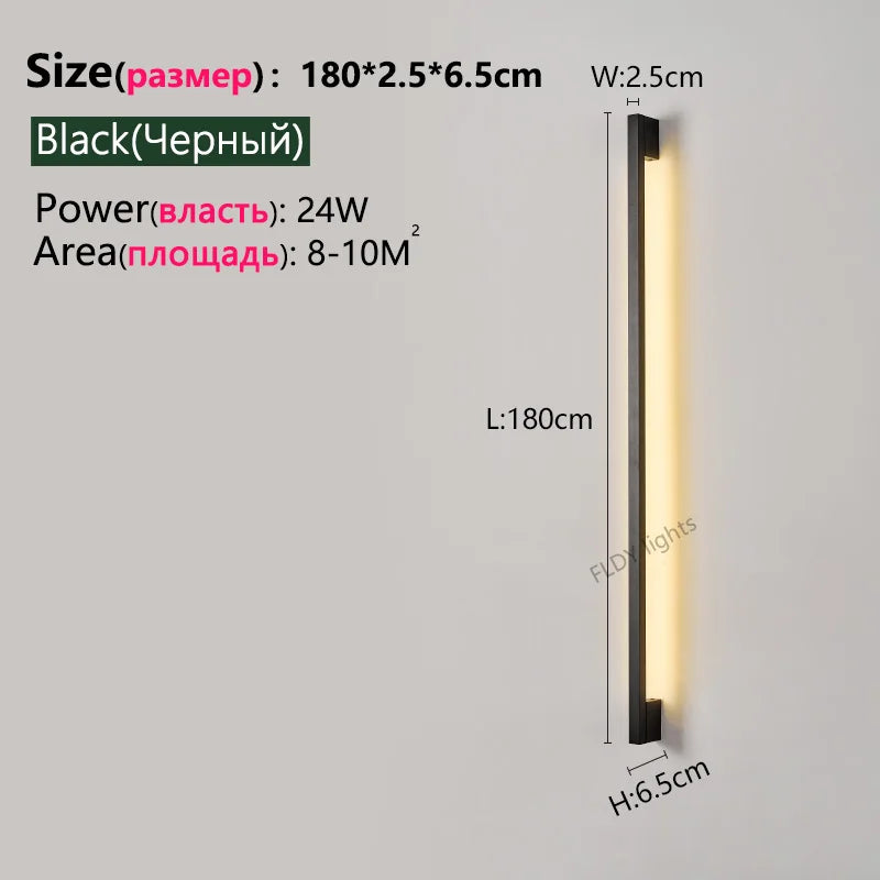 Modern Minimalist Long Wall Lamp LED Wall Mounted Light Indoor Living Room Bedroom Background Lamp Home Decora Fixtures 110/220V