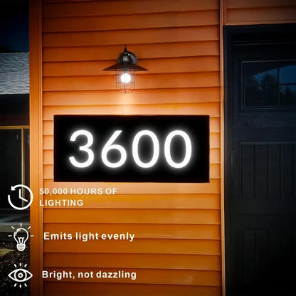 Illuminated Metal House Number Plaque - Waterproof Outdoor LED Sign for Home or Business