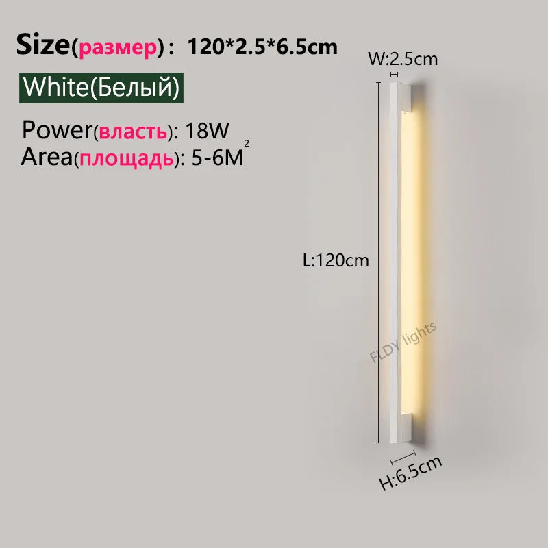 Modern Minimalist Long Wall Lamp LED Wall Mounted Light Indoor Living Room Bedroom Background Lamp Home Decora Fixtures 110/220V