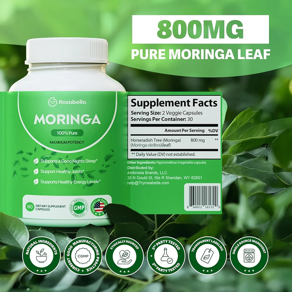 Pure Nutrient Moringa Capsules for Energy and Skin Health