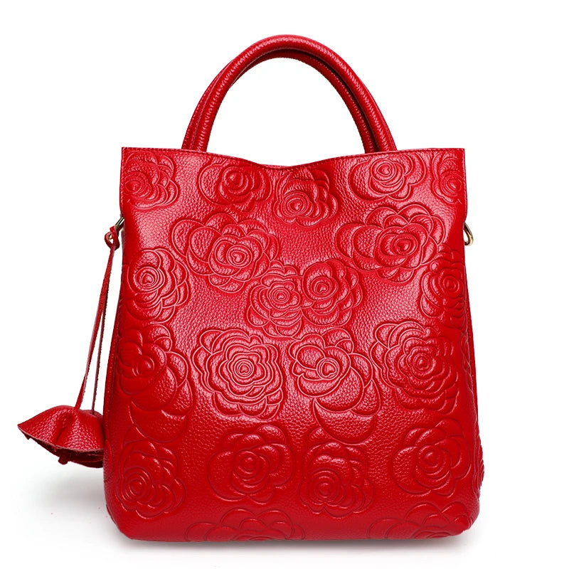 Aidrani  Genuine leather women's handbag, large capacity fashionable printed bag, made of cowhide material