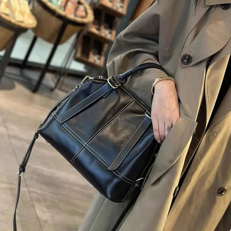 Luxury Designer Women's Bag High Quality Genuine Leather Shoulder Bag Woman Handbag Vintage Cow Leather Female Crossbody Bags