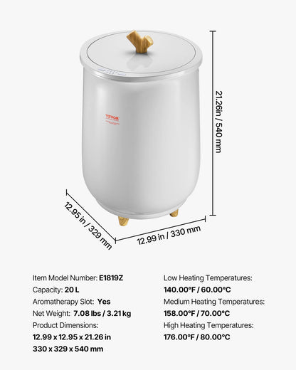 SucceBuy Heated Towel Warmer Bucket With LED And Auto Shutoff