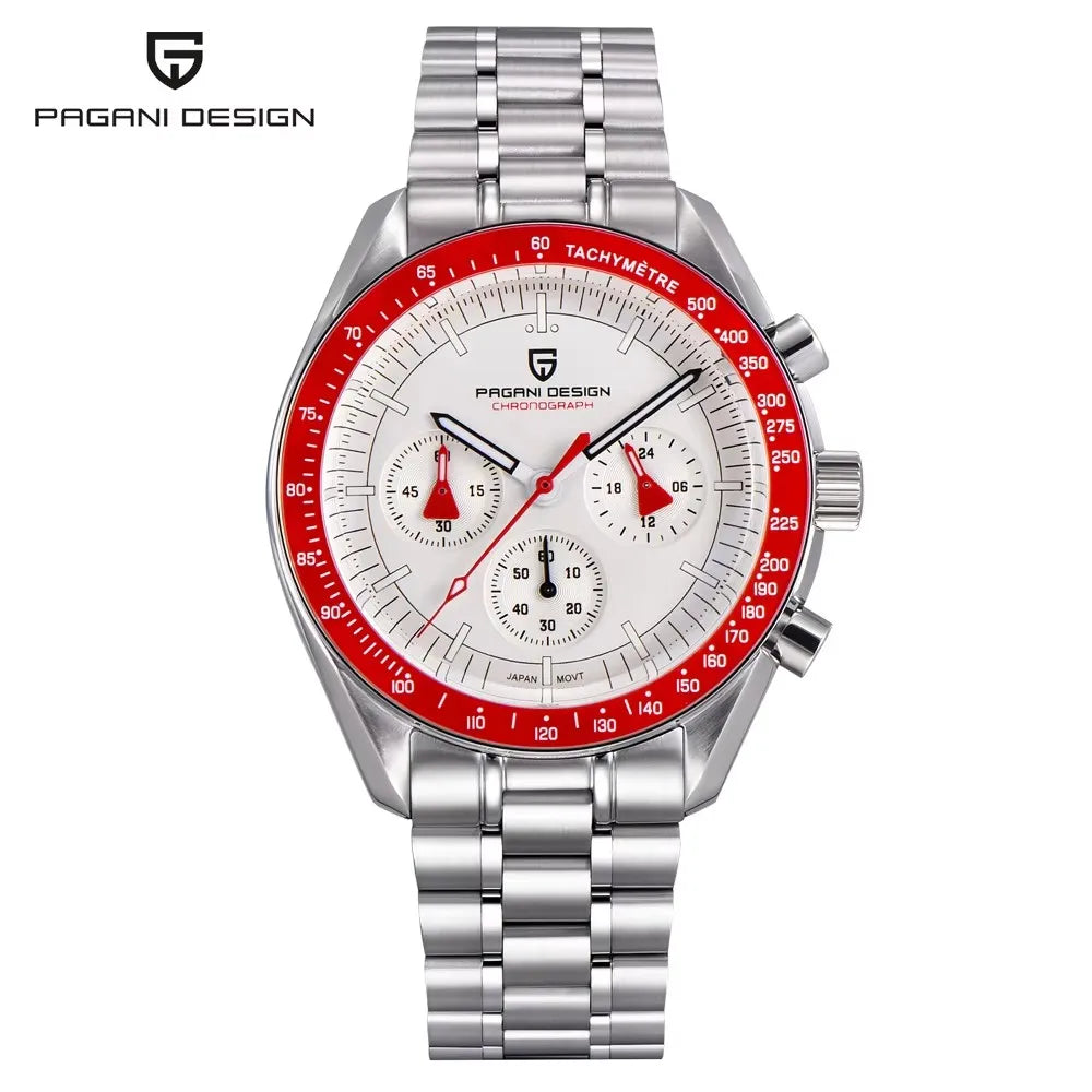 Pagani Design Moon Quartz Wristwatch For Men Stainless Steel Band