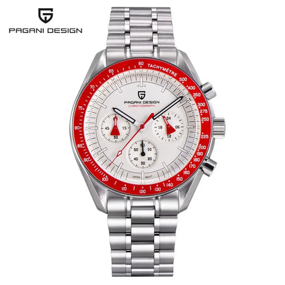 Pagani Design Moon Quartz Wristwatch For Men Stainless Steel Band