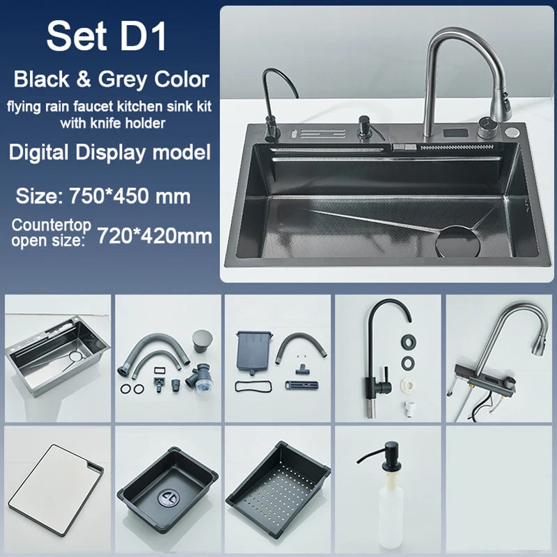 Rozin 304 Stainless Steel Kitchen Sink With Digital Faucet