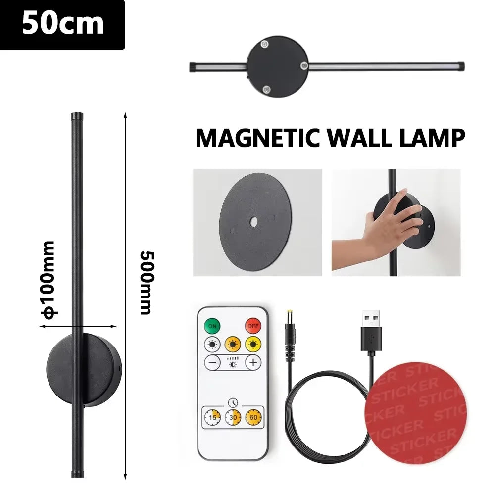 Rechargeable LED Wall Lamp 50CM Removable Wall Sconces For Bedroom Bedside Living Room Décor Fixtures Magnetism Chassis