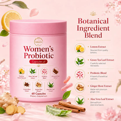 60-Capsule Women's Probiotic Capsules, Daily Nutritional Supplement Formula, Compound Probiotic Capsules for Intimate Care of Women, Formulated with Plant Extracts Combined with Complex Probiotics, Gentle Formula