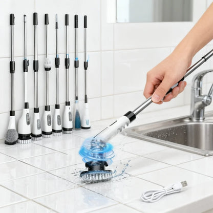 Rechargeable Electric Spin Scrubber With Interchangeable Cleaning Brush Heads