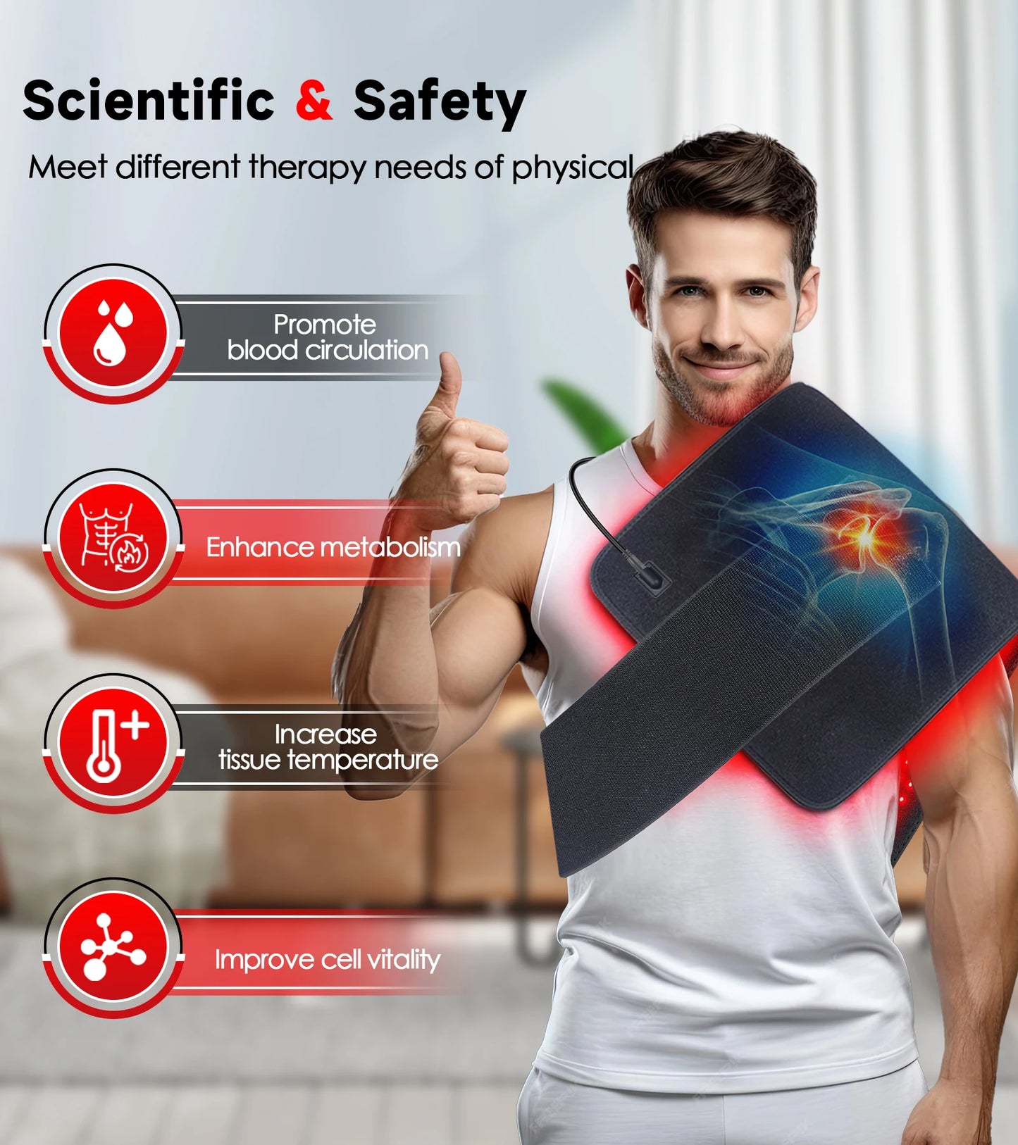 Updated Red Light Therapy Heating Pad for Body Device Cushion Mat Waist Back Shoulder Muscle Pain Relief Relax Infrared Light
