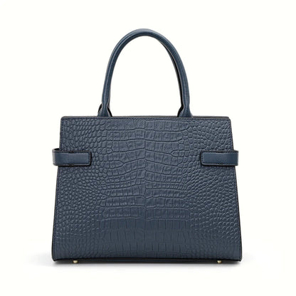 Aidrani Genuine leather crocodile pattern handbag, large capacity women's bag, square cowhide shoulder bag