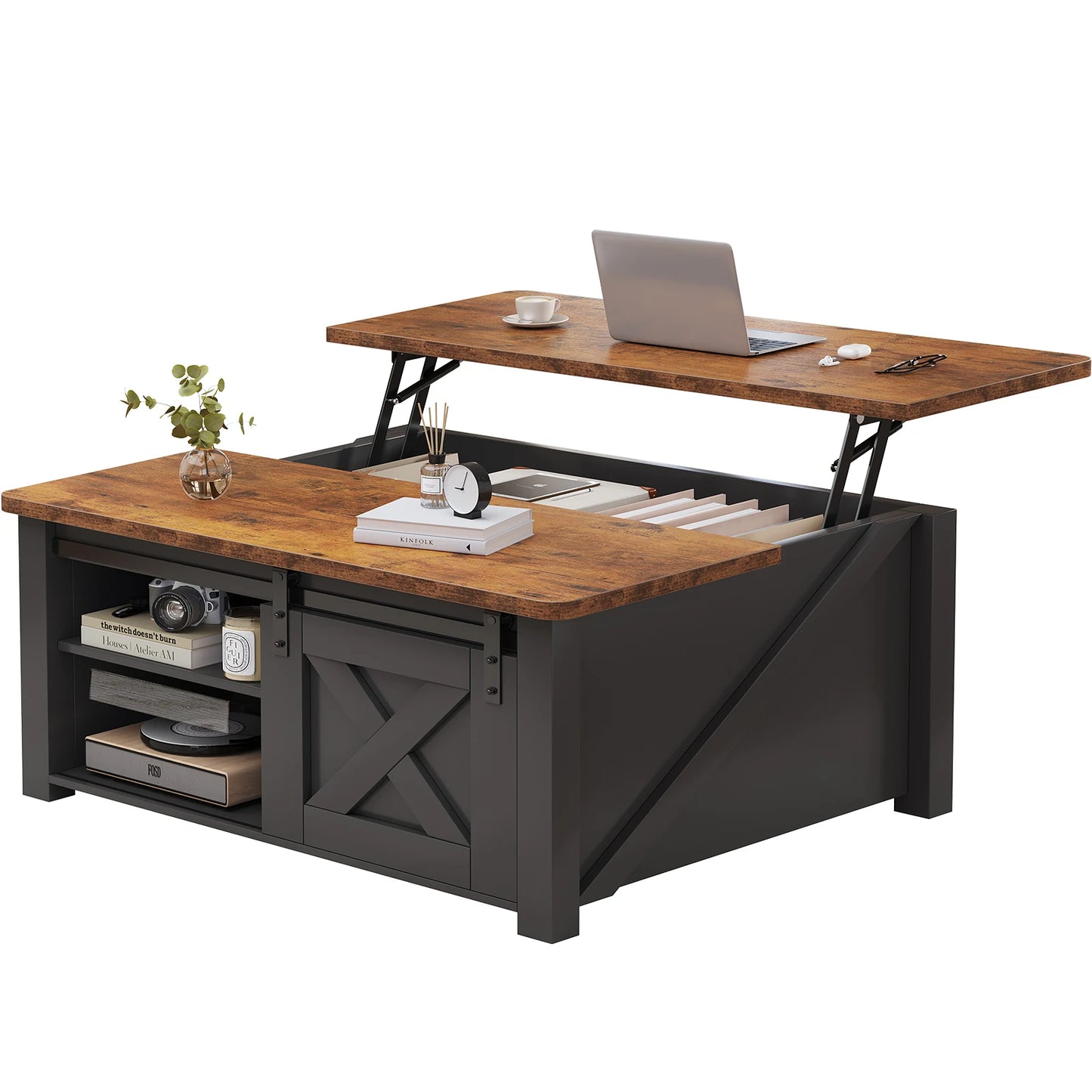 MCQ 31.5IN Wood Lift Top Coffee Tables Square Living Room Adjustable Storage Shelf Easy Lift Or Lower For Tea Dining Tables