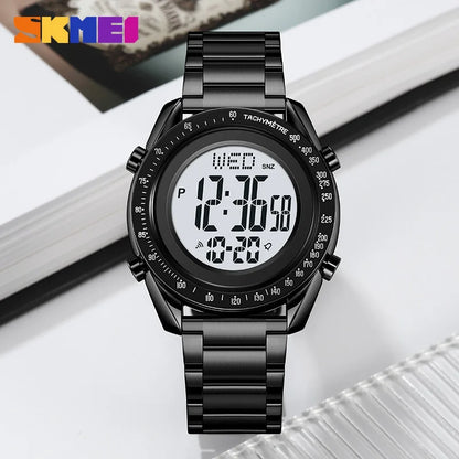 SKMEI Fashion Men's Digital Watch Male Waterproof Watches For Men Luxury Stainless Steel Strap Calendar Electronic Wristwatch