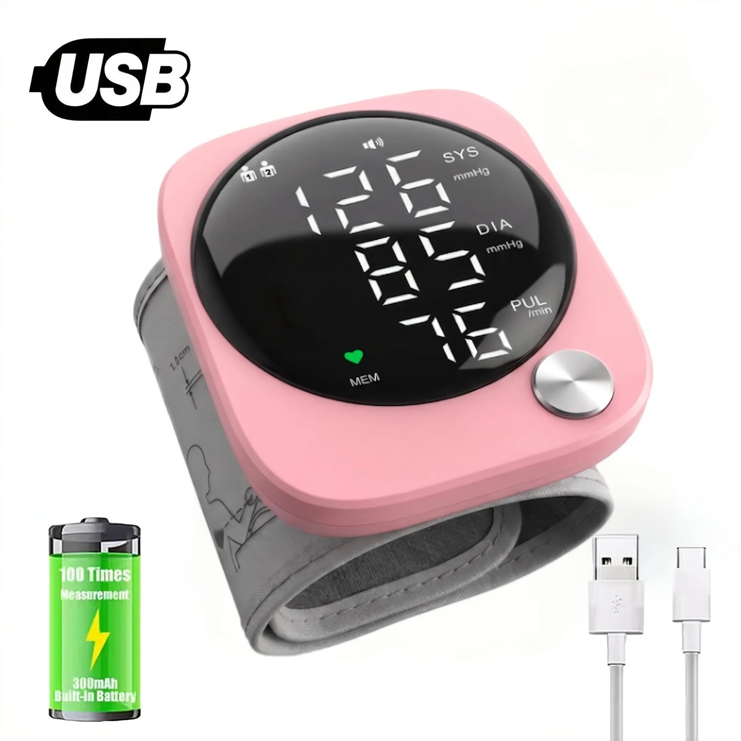 Automatic Wrist Blood Pressure Monitor with Adjustable Cuff, Large LCD Display & Voice Broadcast. Features Irregular Heartbeat Detection, Pulse Monitor & USB Charging. Accurate BP Machine, Ideal Gift for Parents &. 2x99 Memor