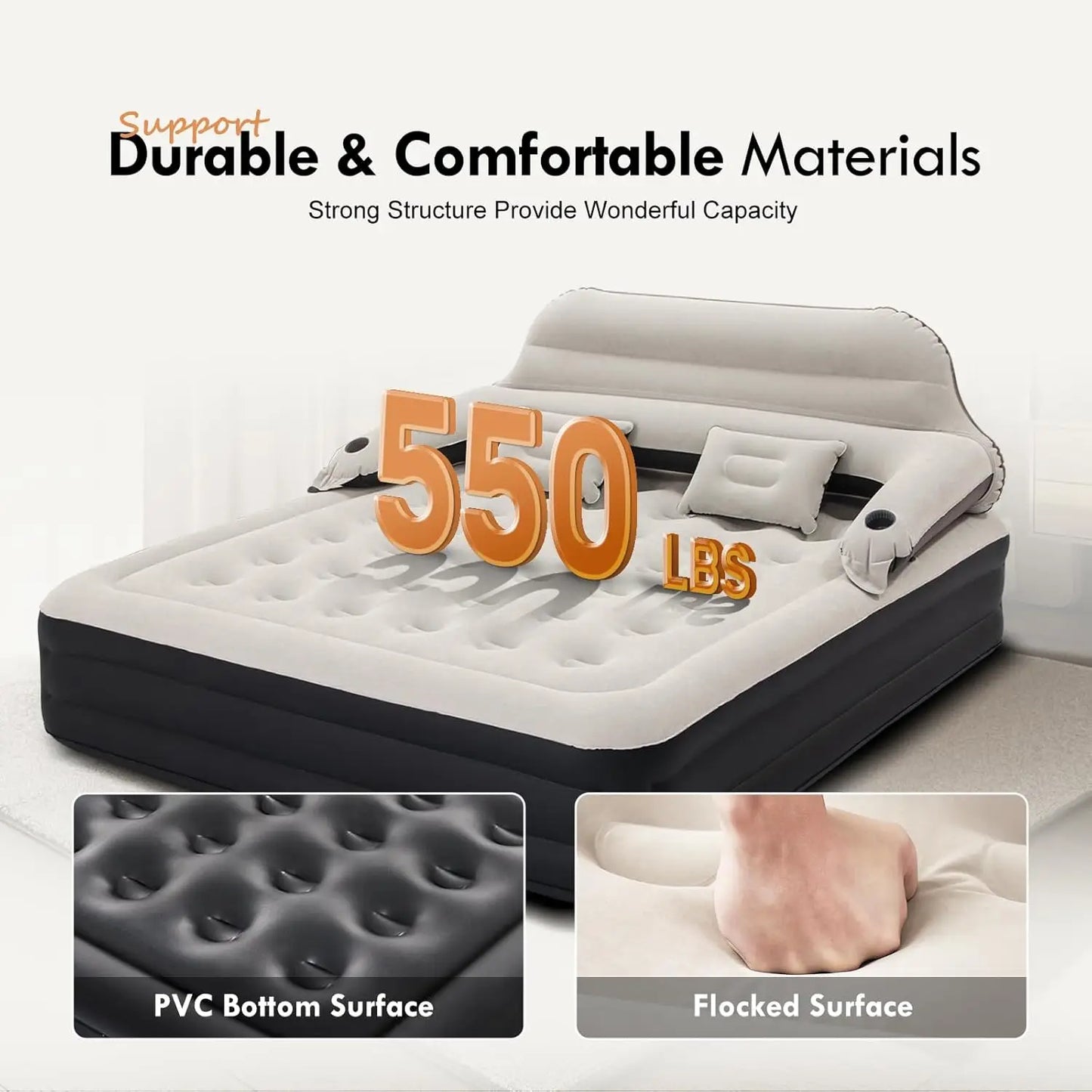 XMSJ Air Mattress With Headboard Pump And Pillows