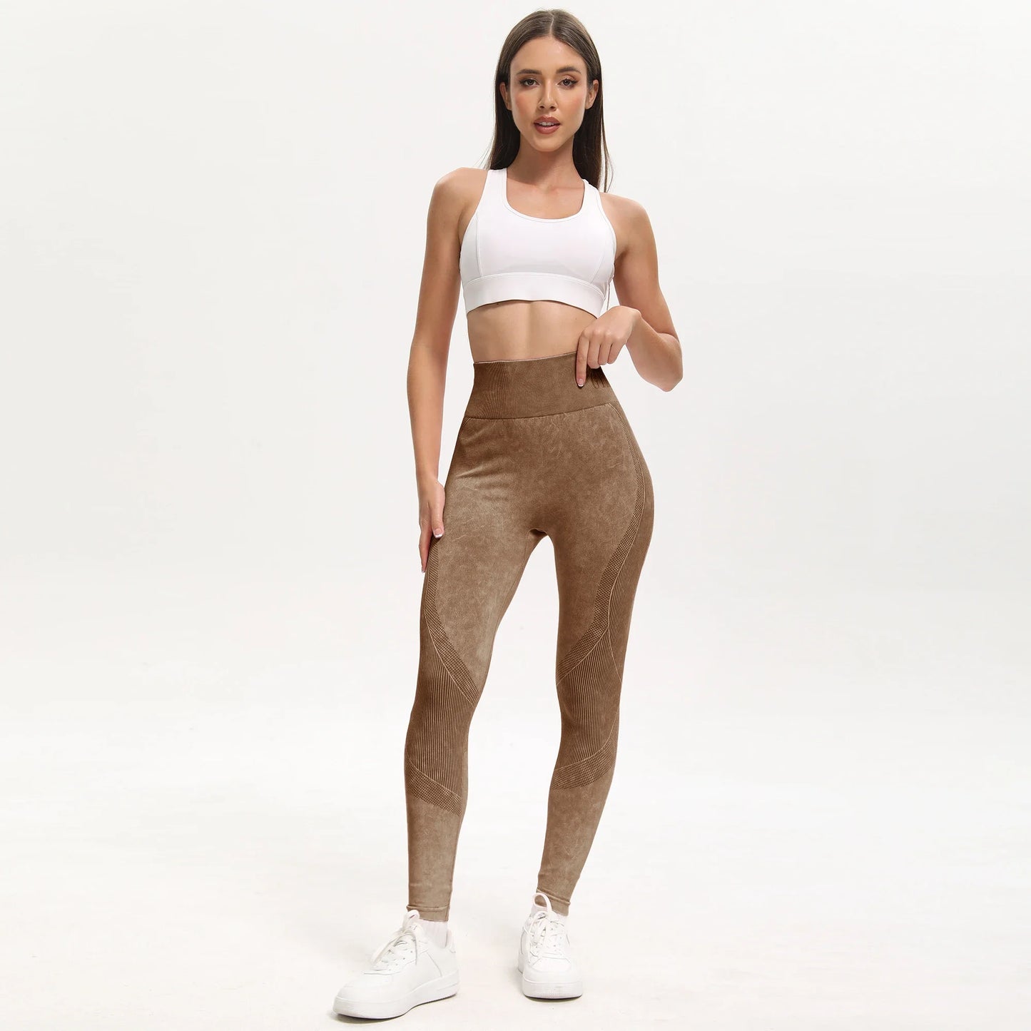 Women 2 Pack Tie Dye Hollow Out Side Leggings High Waist Butt Lifting Stretch Fitness Sports Pants