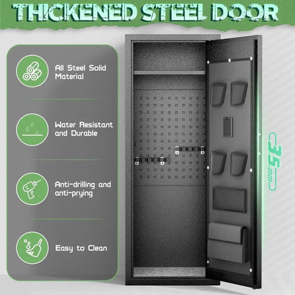 Digital Gun Safe Cabinet With Top Shelf And Pistol Pouches
