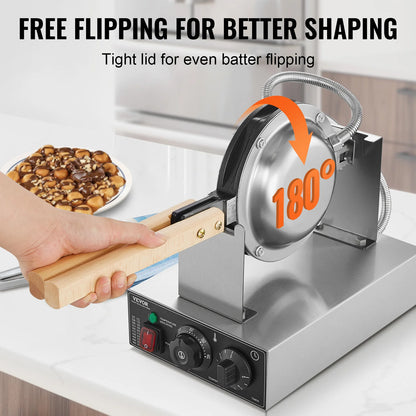 SucceBuy Commercial Egg Bubble Waffle Maker With Nonstick Dual Rotating Pans