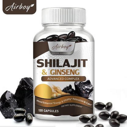 Airboy Shilajit Ginseng Supplement Energy Memory Immune Support