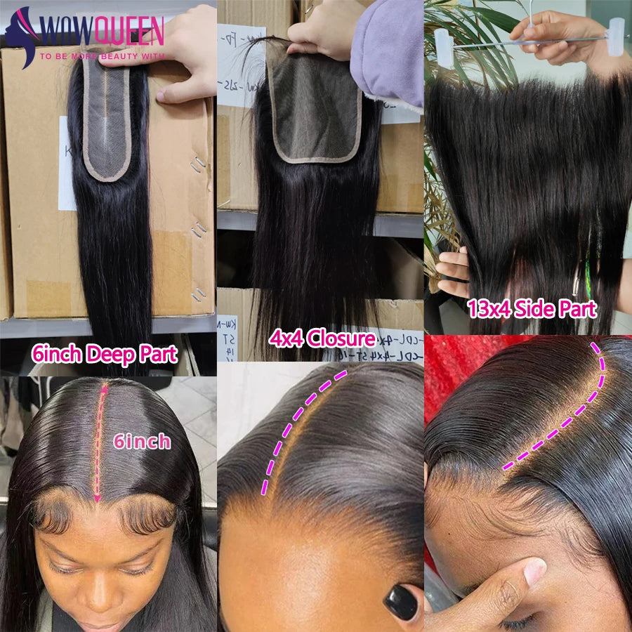 Straight Human Hair Bundles with Closure 2x6 4x4 Raw Brazilian Hair Extensions Weave 3 4 Bundles with 13x4 Transparent Frontal