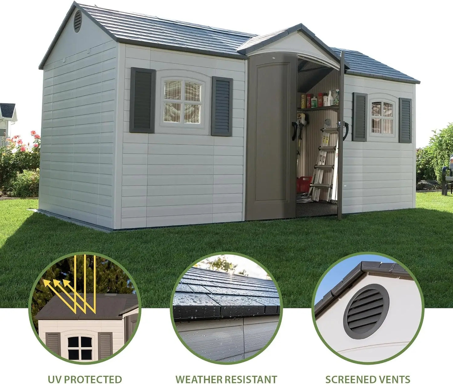 XMSJ 6446 Outdoor Storage Shed Alloy Steel And Polyethylene Construction