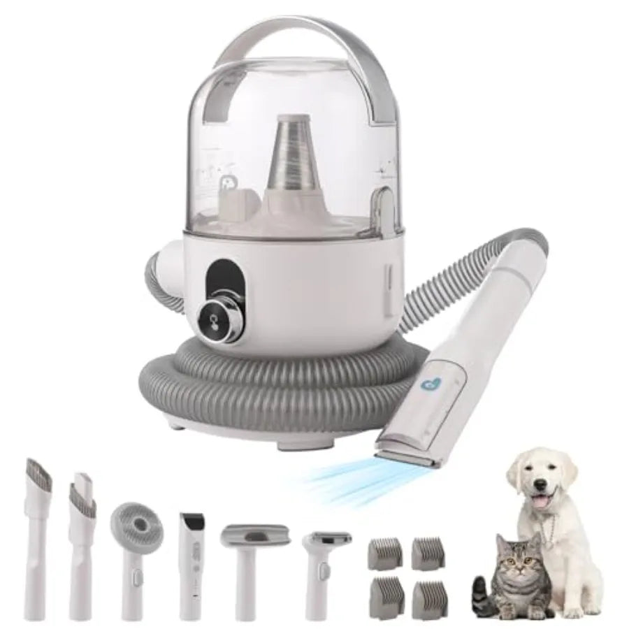 Pet Grooming Kit and Vacuum Suction 99% Pet Hair 5 In-1 Pet Grooming Kit With 2L Large Capacity Dust Cup Low Noise Dog Hair Rem