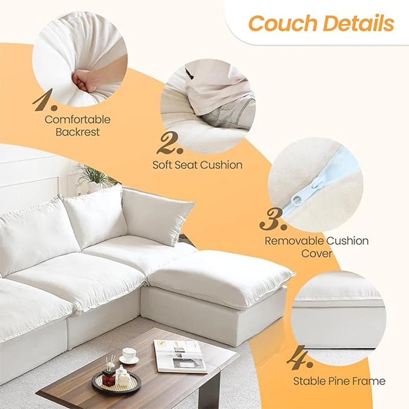 SdorensCN L Shaped Modular Sectional Sofa Breathable Linen