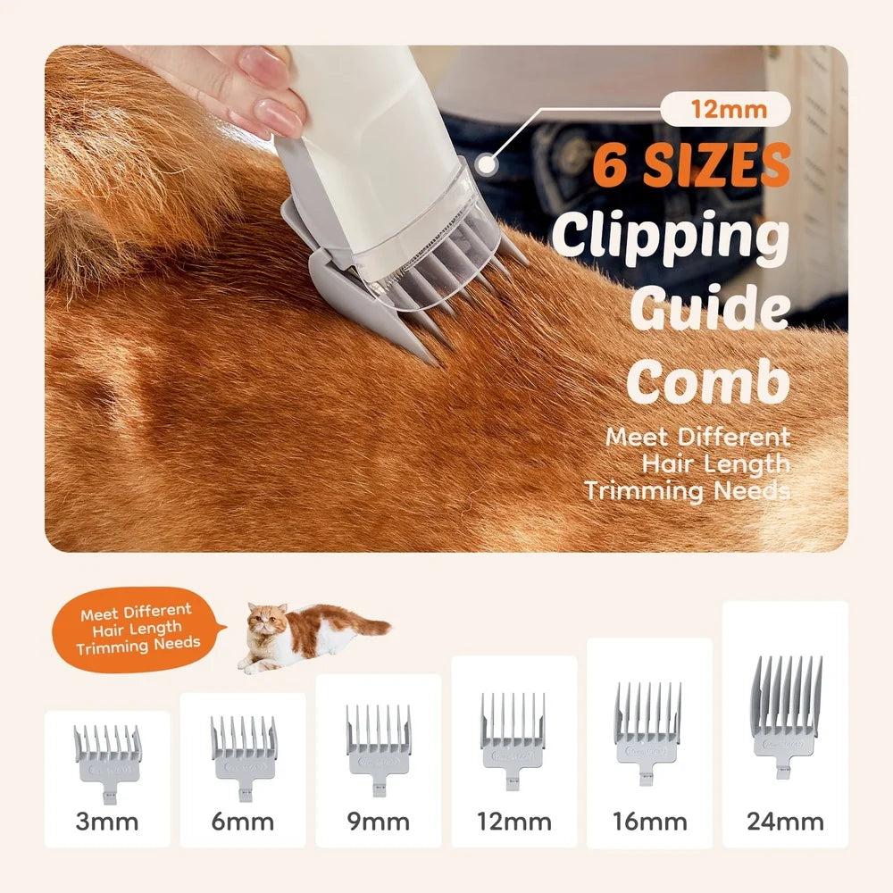 Powerful Pet Grooming Vacuum 10kPa Suction Hair Removal Kit Ultra Quiet 65dB 2.5L Dust Bin 8 Comb Attachments