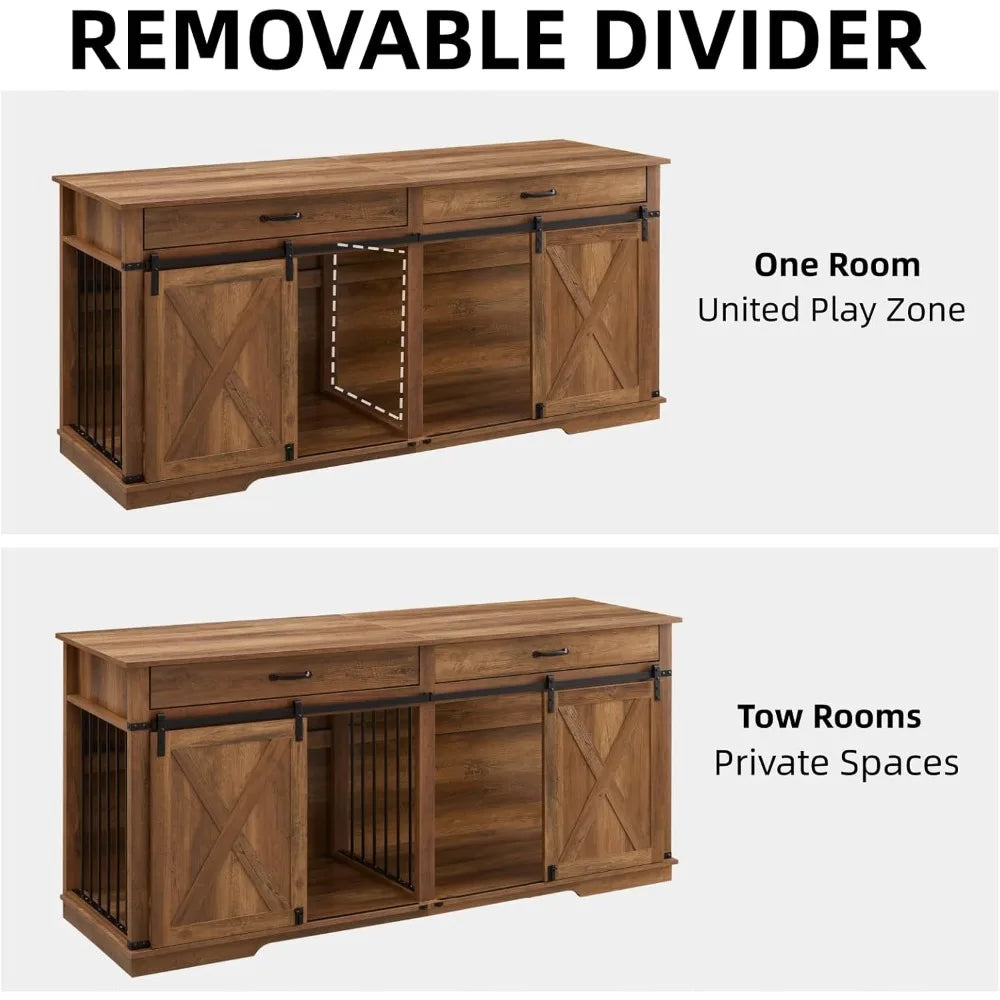 Premium Handcrafted Solid EngineeredWood ExtraLargeCapacity Dog Kennel For Two Dogs