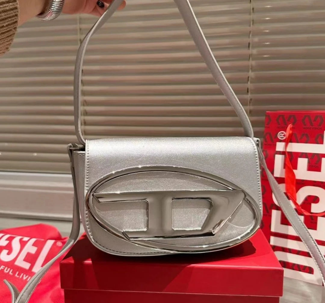 Frayed Edge Denim Mini Top Handle Bag D Logo Crossbody