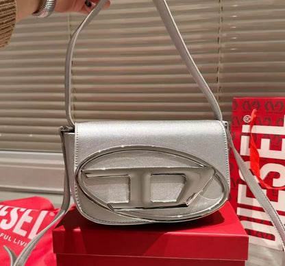Frayed Edge Denim Mini Top Handle Bag D Logo Crossbody