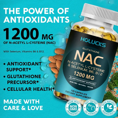 NAC Glutathione Food Supplement, Detox & Antioxidant, Anti-Aging, for Liver Health, Immune Support, Skin Care, Hair, Nails