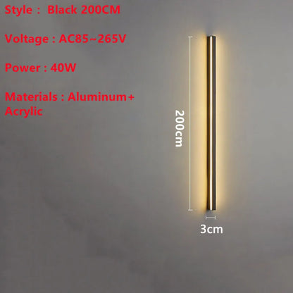 Superlong Minimalist LED Wall Light AC85~265V 200CM Line Sconce Lamp For Indoor TV Background Aisle Living Room Villa Decoration