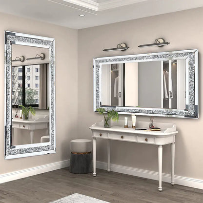 LUVODI Frameless Diamond Rhinestone Mirror Wall Mount