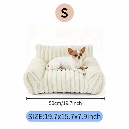 Cute Cat Couch for Pets - Fluffy Cat beds with Premium Soft Corduroy Fleece, Fuzzy Cats beds for Indoor Cats with Removable Washable Cover, Supportive Pet Sofa