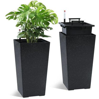 Self Watering Planter Set With Drainage And Water Level Monitor