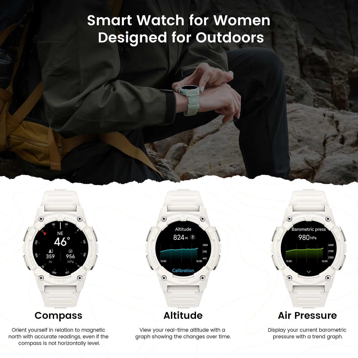 KOSPET Tank S2 GPS Smartwatch For Women Altimeter Barometer
