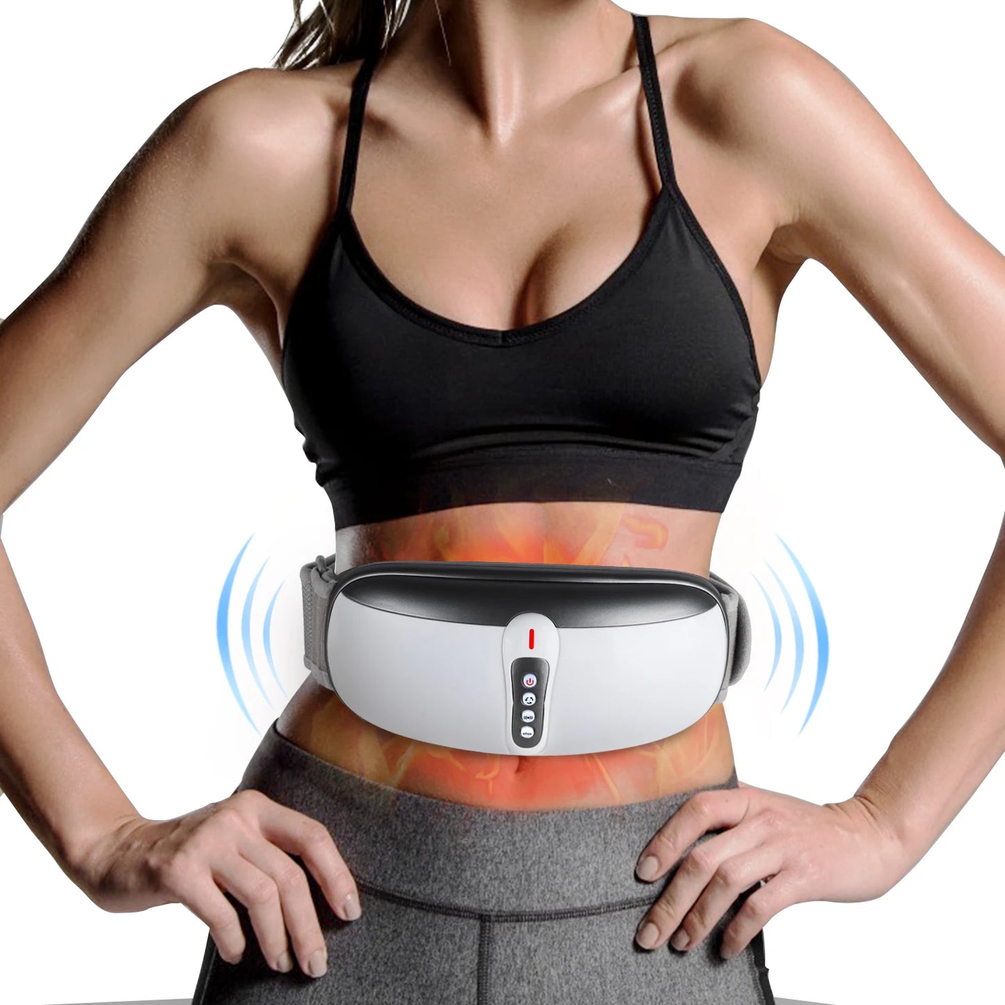 Wireless Slimming Belt Abdominal Massager Portable Weight Loss Machine with 4 Vibration Massage Modes Heating for Belly Abdomen